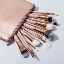Load image into Gallery viewer, Excellent Quality 15pcs Makeup Brushes Set + Leather Case Foundation Powder Blush Highlighter Eyeshadow Blending Brush Maquiagem