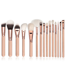 Load image into Gallery viewer, Excellent Quality 15pcs Makeup Brushes Set + Leather Case Foundation Powder Blush Highlighter Eyeshadow Blending Brush Maquiagem