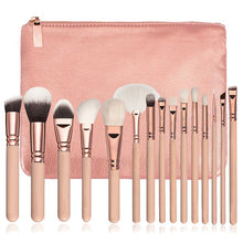 Load image into Gallery viewer, Excellent Quality 15pcs Makeup Brushes Set + Leather Case Foundation Powder Blush Highlighter Eyeshadow Blending Brush Maquiagem